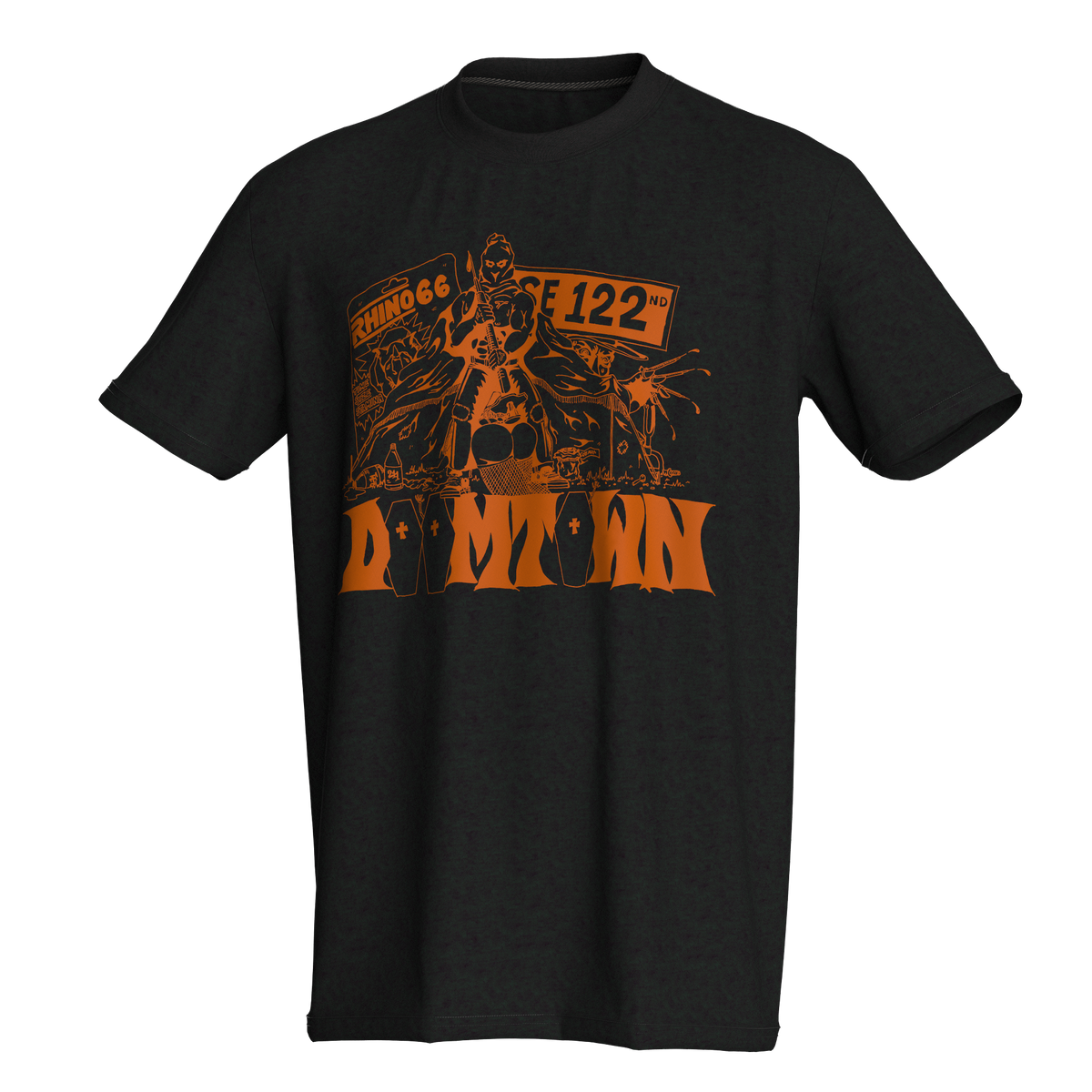 Original Doomtown artwork by Raw Deal printed on a black comfort colors cotton tshirt 