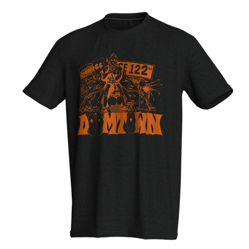 Original Doomtown artwork by Raw Deal printed on a black comfort colors cotton tshirt 